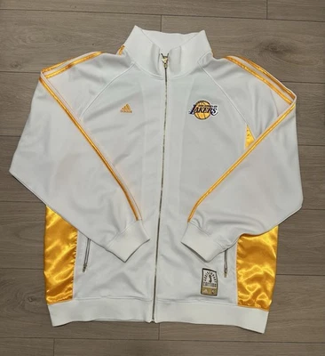 Lakers Kobe Bryant Era Size 2XL Ring ceremony Adidas Warmup Jacket White Jersey - Image 1 of 4