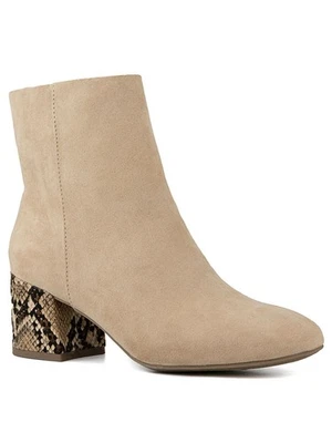 SUGAR Womens Beige Snake Comfort Olive Round Toe Block Heel Booties 7.5 M - Image 1 of 3