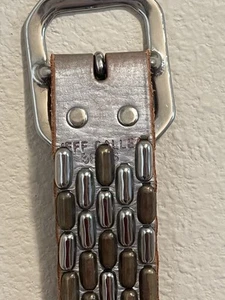 Vintage JEFF GALLEA Belt Handmade Hand Painted Full Grain Leather Studded Medium - Picture 1 of 13
