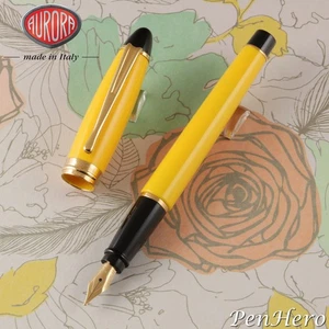Aurora Ipsilon Yellow Fountain Pen Broad Nib B11-Y-B - Picture 1 of 4