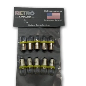 10 Pack Yellow Pinball 6.3 Volt LED Replacement Bulbs 44/47 Bayonet Base BA9S - Picture 1 of 2