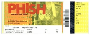 Biglietto concerto Phish Untorn Stub 15 luglio 2003 Salt Lake City Utah - Foto 1 di 2