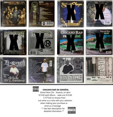 CHICANO RAP EN ESPAÑOL * 3 Albums to CHOOSE from * Brand New CDs $15.00 each one - Image 1 of 4