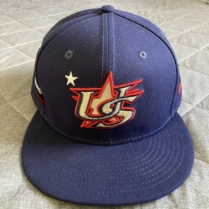 USA World Baseball Classic New Era Fitted Hat 7.5 7/12 Navy Blue Polyester - Picture 1 of 9
