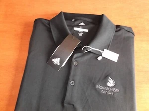 Adidas GOLF - L - ADIPERFORM STRETCH POLY GOLF POLO SHIRT - UPF 50 - BLACK LOGO - Picture 1 of 5