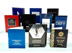 Men's Set of 10 Cologne Samples Versace RL Polo Giorgio Armani BVLGARI Cartier R - Picture 1 of 12