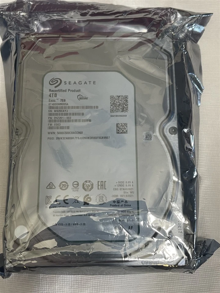 Seagate Exos 7E8 ST4000NM005A 4TB 7200RPM 12GB/s SAS 256MB 512e 2HZ201-003 E003 - Image 1 of 1