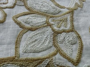 By Yd CLARENCE HOUSE CREWEL PAISLEY BROWNS ON CREAM MSRPUSD310/Y #1336 - Picture 1 of 10