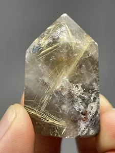 Natural Golden Rutilated Quartz 22.2g Polished TOWER crystal Etheric healing L4 - Picture 1 of 12