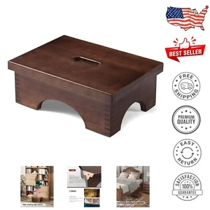 Retro Dark Walnut Wooden Step Stool - 400 lbs Capacity, No Assembly Required - Picture 1 of 9