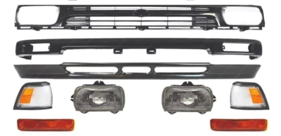 Front Grille + Bumper + Valance + Headlights Set For 1992-1995 Toyota Pickup 9PC - Image 1 of 4