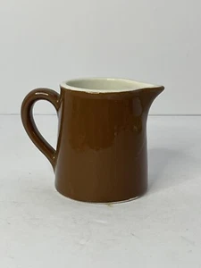 Vintage Hall Pottery Brown Individual Cream Pitcher 3" Tall - Picture 1 of 5