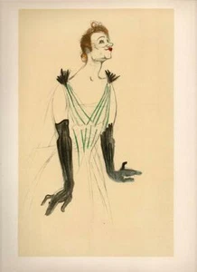 “YVETTE GUILBERT” BY TOULOUSE-LAUTREC, MOURLOT LITHOGRAPH, PRINTED 1950 (3Z-32) - Picture 1 of 1