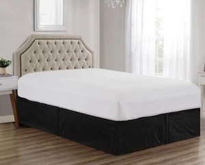Super Soft Solid Brushed Microfiber 14" Pleated Bed Skirt/ Dust Ruffle - Picture 1 of 48
