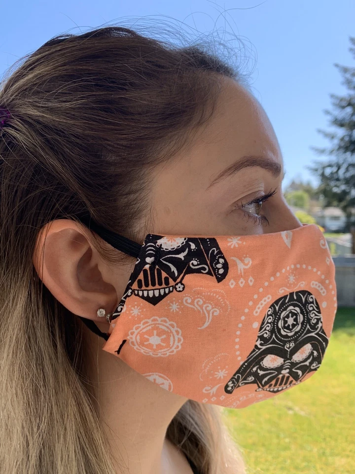 Pink Darth Vader  Handmade 100% Cotton Fabric Face Mask NURSE Star Wars Trilogy - Image 1 of 2