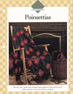 POINSETTIAS Christmas Afghan Pattern Vanna's Afghan Crochet Club - Picture 1 of 1