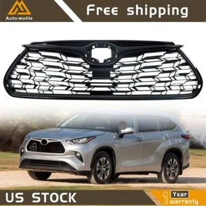 For 2020-2022 Toyota Highlander Front Upper Grille Grill Gloss Black W/O Holes - Foto 1 di 11