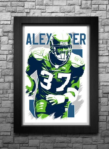 SHAUN ALEXANDER art print/poster SEATTLE SEAHAWKS FREE S&H! JERSEY Cover