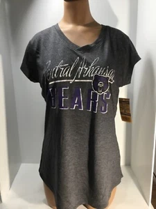 Central Arkansas Bears Women’s Gray V Neck Short Sleeve T Shirt  - Picture 1 of 4