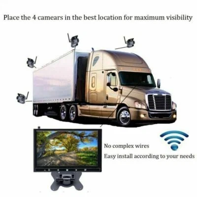 9" Monitor+4X Wireless HD Rear View Backup Cameras For RV Truck Bus Trailer kit - Image 1 of 4
