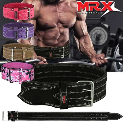 Weightlifting Belts 4" 10MM Thick Leather Gym Training Back Support Power MRX - Image 1 of 4