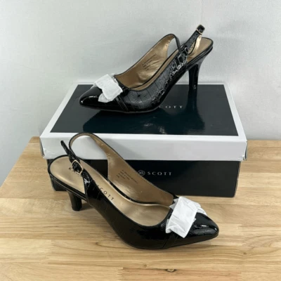 Zapatos de salón Karen Scott para mujer Gildda con cordones - negro cocodrilo - talla 6,5 M - nuevos en caja Foto 1 de 4