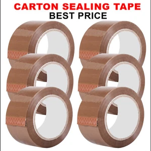 STRONG BROWN TAPE PARCEL PACKING  PACKAGING  ROLLS CARTON SEALING BOX 48MM X 66M - Picture 1 of 4