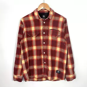 Vintage Stussy Mens Long Sleeve Cotton Button Up Flannel Shirt Size Medium - Picture 1 of 19