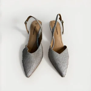 Johnston Murphy Women’s Sling Back Heels. Rose Silver Glittery Size 7 - Picture 1 of 7