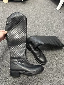 Botas de montar Gucci para mujer de cuero negras con estampado GG talla 35 - Imagen 1 de 14