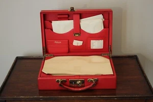 Vintage Saks Fifth Avenue Portable Desk Sewing Kit in Red Leather Case England - Picture 1 of 20