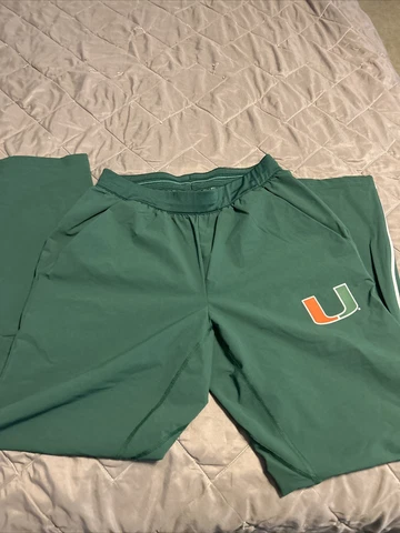 adidas UM MIAMI HURRICANES MEDIUM FOOTBALL TEAM ISSUED PANTS #66 Cover