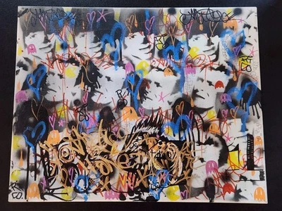 Banksy OOAK RICO1 2014 RARE Graffiti Death NYC Original Art Large Abstract Paint - Image 1 of 4