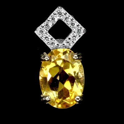 Colgante de plata de ley 925 ovalado citrino 8x6 mm joyas de piedras preciosas naturales Foto 1 de 4