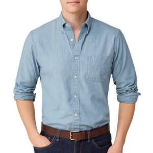 Camisa J Crew Para Hombres Grande Azul Denim Con Botones Calce Ajustado Informal Clásica BJ742 - Imagen 1 de 11