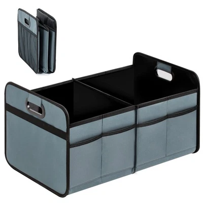 Trunk Organizer for Car Collapsible 2 Compartment Storage Box Grey-Green - Image 1 of 4