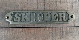 Brass SKIPPER Plaque Nautical Plate - Picture 1 of 3