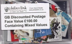 GB (FV £100) gemischte Tüte mit 100 % gültigen Royal Mail Briefmarken (FV £100) - Bild 1 von 1