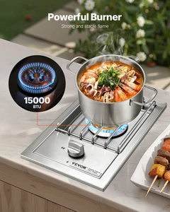 Single Grilling Side Burner for Outdoor 15,000BTU Propane & Natural Gas - Picture 1 of 10