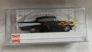 Busch 45014 Chevrolet Bel Air Crazy Cars Black W/ Flames HO 1:87 Scale - Picture 1 of 3