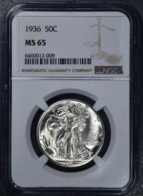1936 50C WALKING LIBERTY SILVER COIN KM# 142 NGC MS 65  A5772 - Image 1 of 2