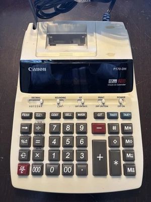 Canon P170-DH 12 Digit 10 Key Adding Business Machine Calender Clock Calculator - Image 1 of 4