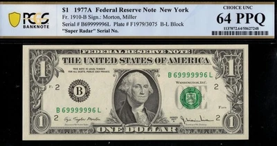 1977A $1 FRN B69999996L P.C.G.S #64PPQ - Image 1 of 3
