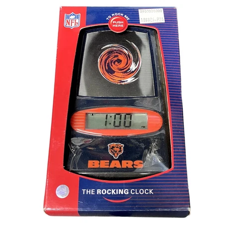 Vintage ThoughtWorks Chicago Bears Blue Lenticular Display Rocking Clock Cover