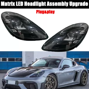 2Pcs LED Matrix Headlights DRL Assembly For Porsche 718 Cayman Boxster 2016-2023 - Picture 1 of 18
