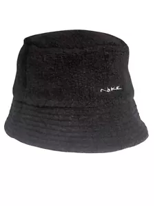 Nike Sports Bucket Hat Fleece Warm Retro Spellout Y2K Black Unisex Size L/XL - Picture 1 of 10