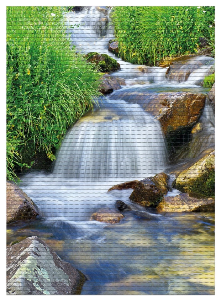 Wallario Duschmatte Bad Teppich Vorleger Kleiner Bach Steine bach stein stock - Bild 1 von 1