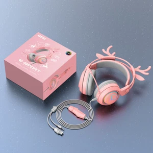 Antlers&Cat Ear Stereo Game Noise Cancelling Over Ear Mic LED Light Headphone！！ - Picture 1 of 25