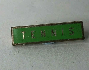 1960's School Tennis Team Green Enamel Badge 27 x 7 mm - Picture 1 of 3