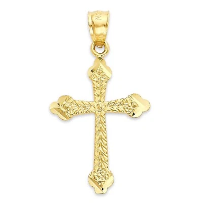 Solid Gold Cross Pendant in 10 or 14k, Crucifix Pendant Religious Jewelry - Image 1 of 4